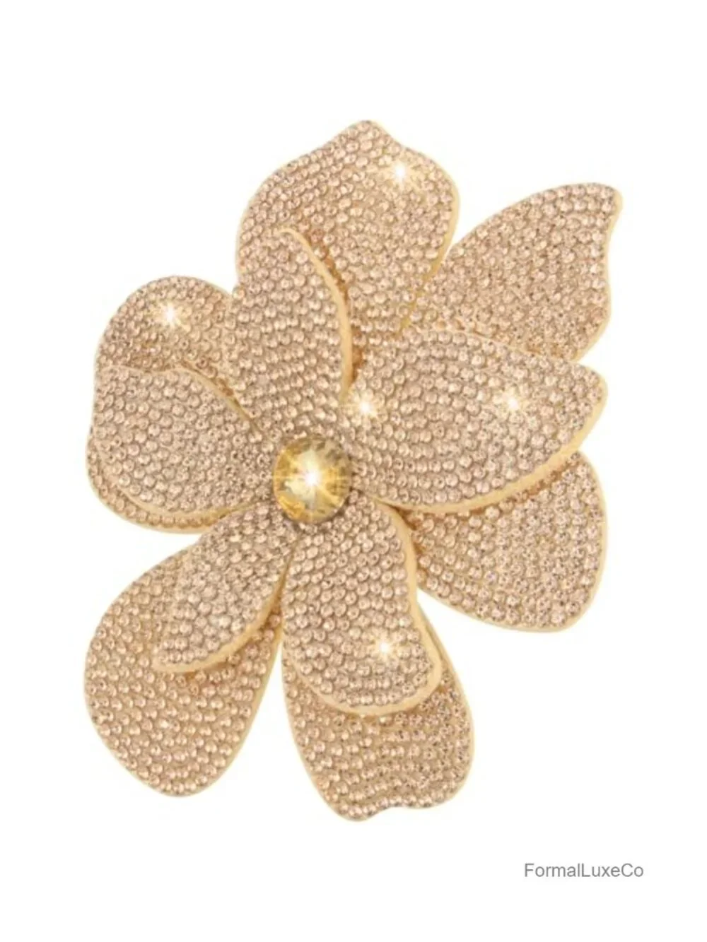 Rhinestone Camellia Flower Brooch Pin for Women Elegant Cubic Zirconia Lapel